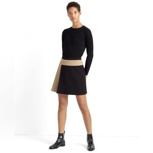 Club Monaco Wool Blend Colorblock Mod Mini Skirt Sz 12 Retro Fall Chic Style